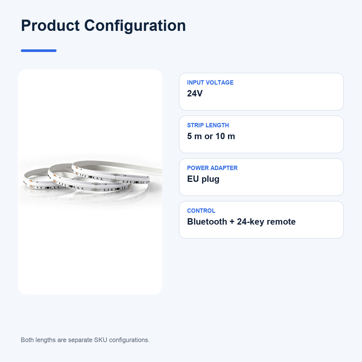 RGB COB LED strips — 05 product configuration