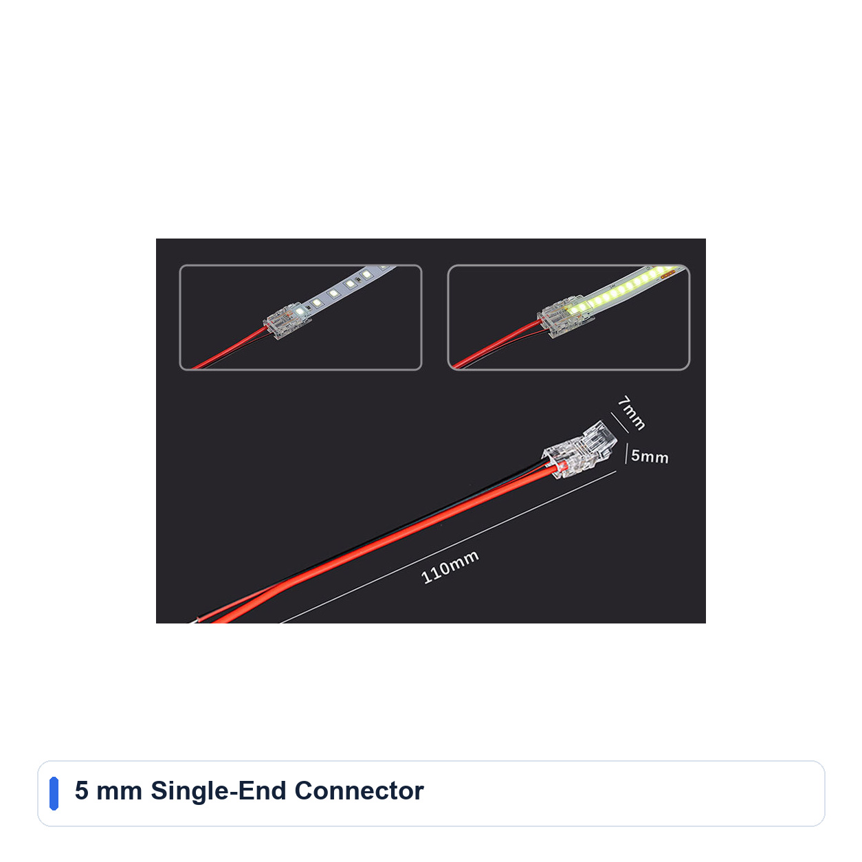 5 mm Single-End Connector for COB Low-voltage Connectors and cables