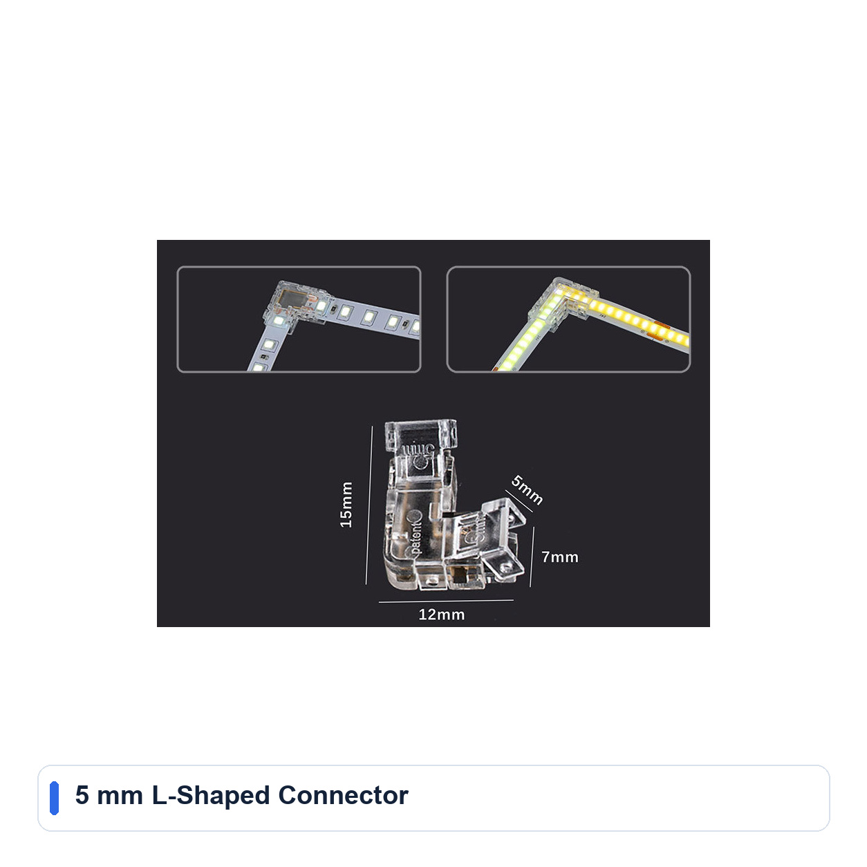 5 mm L-Shaped Connector for COB Low-voltage Connectors and cables