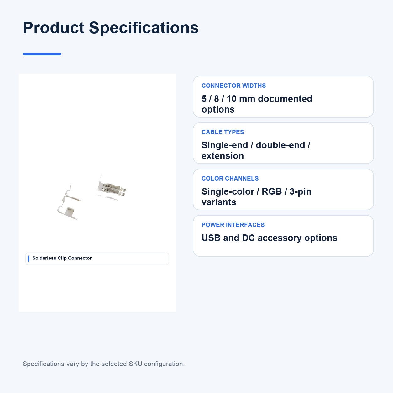 Product specifications for USB Connectors and cables
