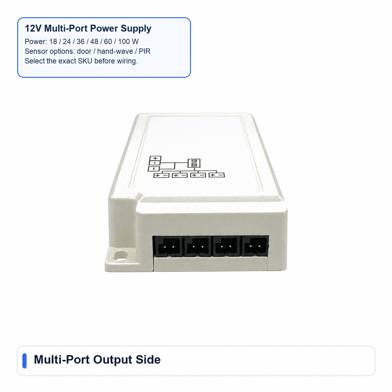 Multi-Port Output Side for Power-supply LED power supplies and adapters