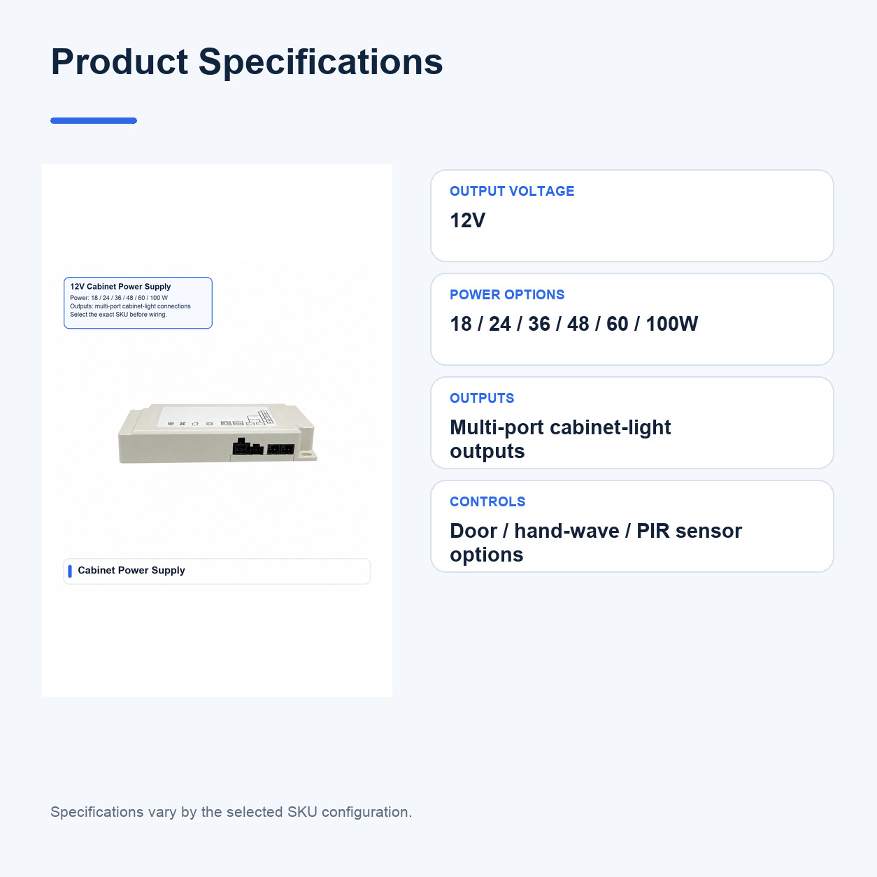 Product specifications for Power-supply LED power supplies and adapters
