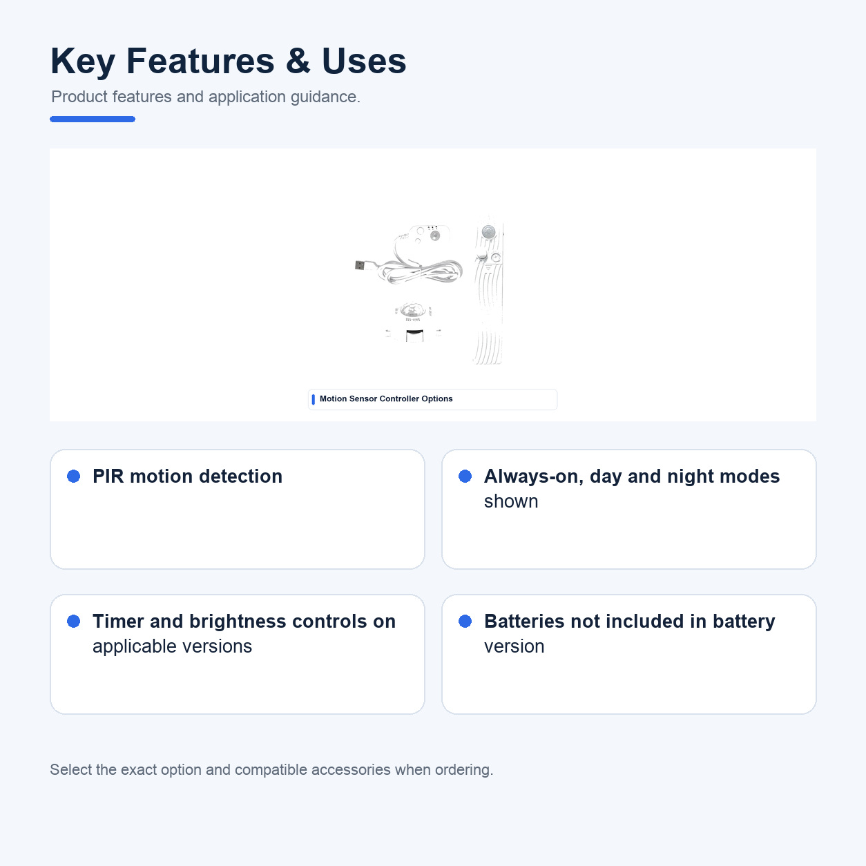 Key features and uses of USB Low-voltage Motion sensor controllers