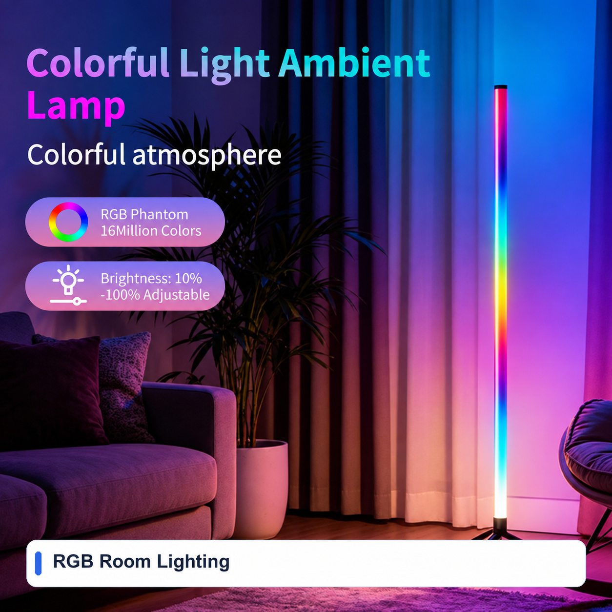 RGB Room Lighting for Bluetooth Floor-standing RGB floor lamps