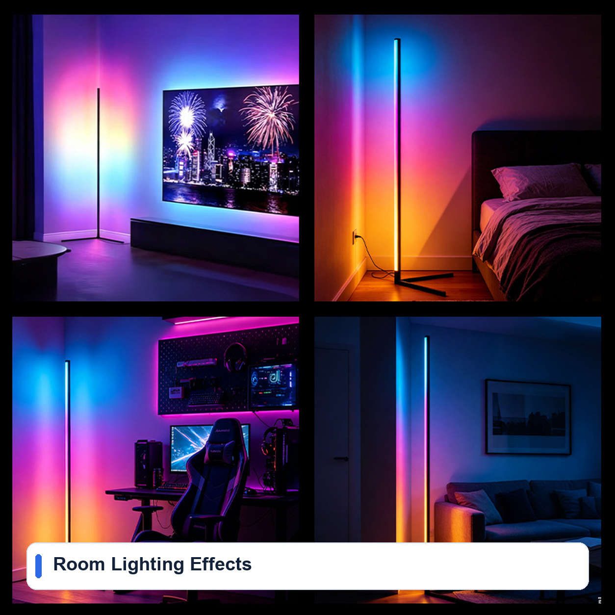 Room Lighting Effects for USB Bluetooth RGB floor lamps
