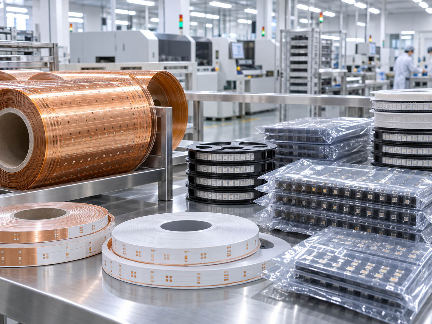 LED strip raw materials and components prepared for production